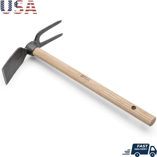 XMSJ Mini Hoe Grubber Two Prong Carbon Steel Garden Tool