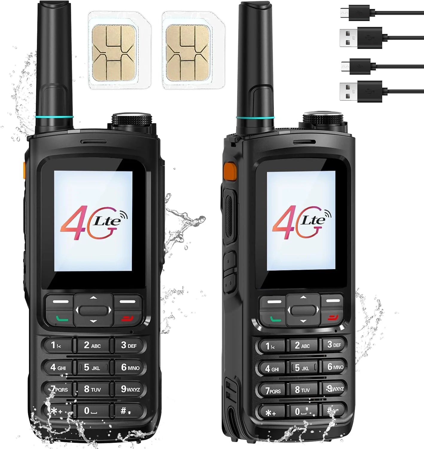 2PCS Global Network POC Radio Walkie Talkie 4G WiFi Unlimited Range Type-C Long Range Sim Card Two Way Radio for Hunting Camping