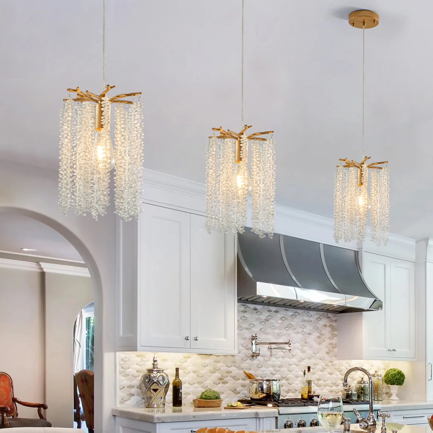 Arlgsite Luxury Crystal Pendant Lights 3 Pack Chandelier