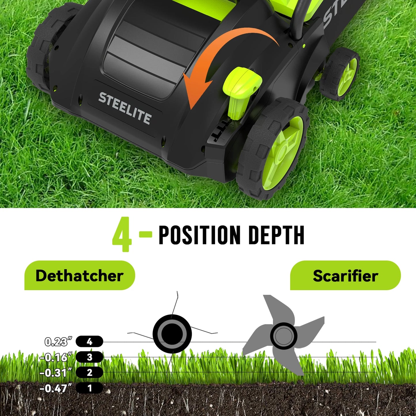 Deli 2In1 Electric Dethatcher Scarifier for Lawns 12 Amp