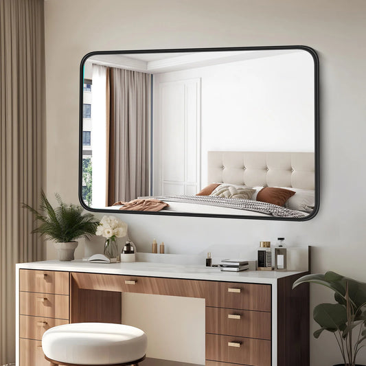 JHK Large Matte Metal Framed Modern Wall Mirror 30x40 Inch