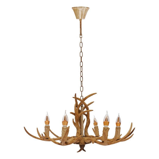 Retro Antler Chandelier Light Deer Horn Pendant Lamp