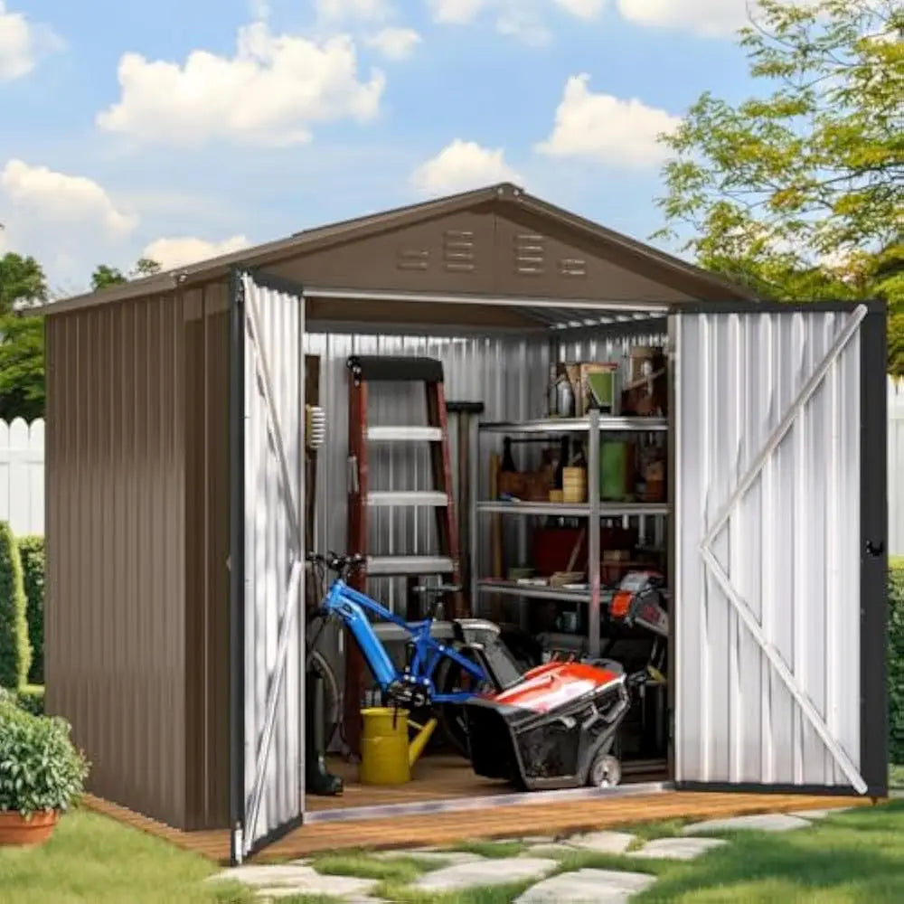 Feature Metal Outdoor Storage Shed With Ventilation