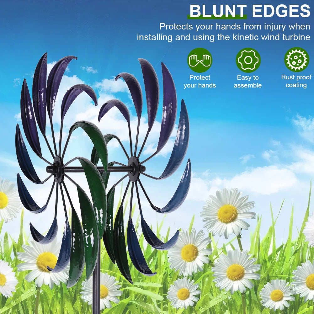Public Craft Windmill Double-Layer Outdoor Wind Catcher Wear Resist Windmill Ornament for Yard Decoration Accessories Tool