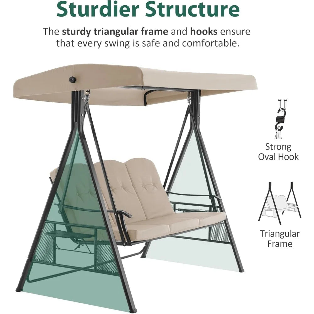 Angduo Patio Swing MCombo 3 Seat With Adjustable Canopy
