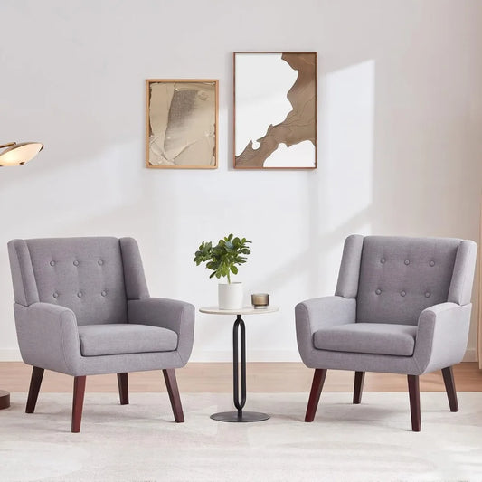 Button Tufted Accent Chairs Set of 2 for Living Room