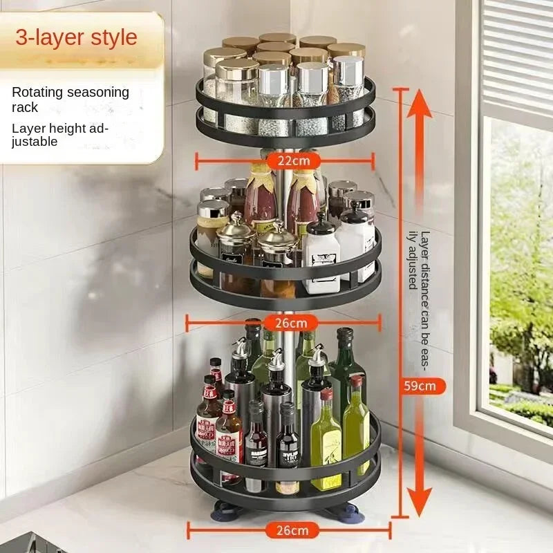 Hign Concerned 360 Rotation Spice Rack Organizer Kitchen