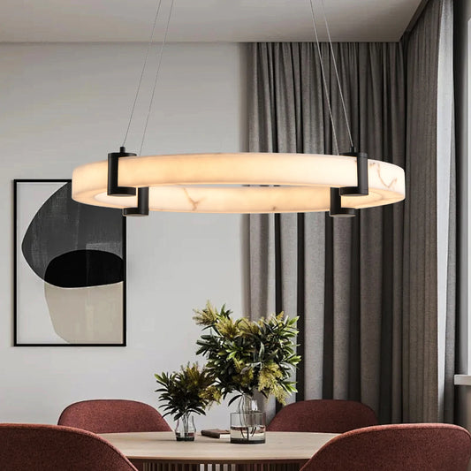 ARLGSITE Modern LED Pendant Chandelier Marble Ring Lamp