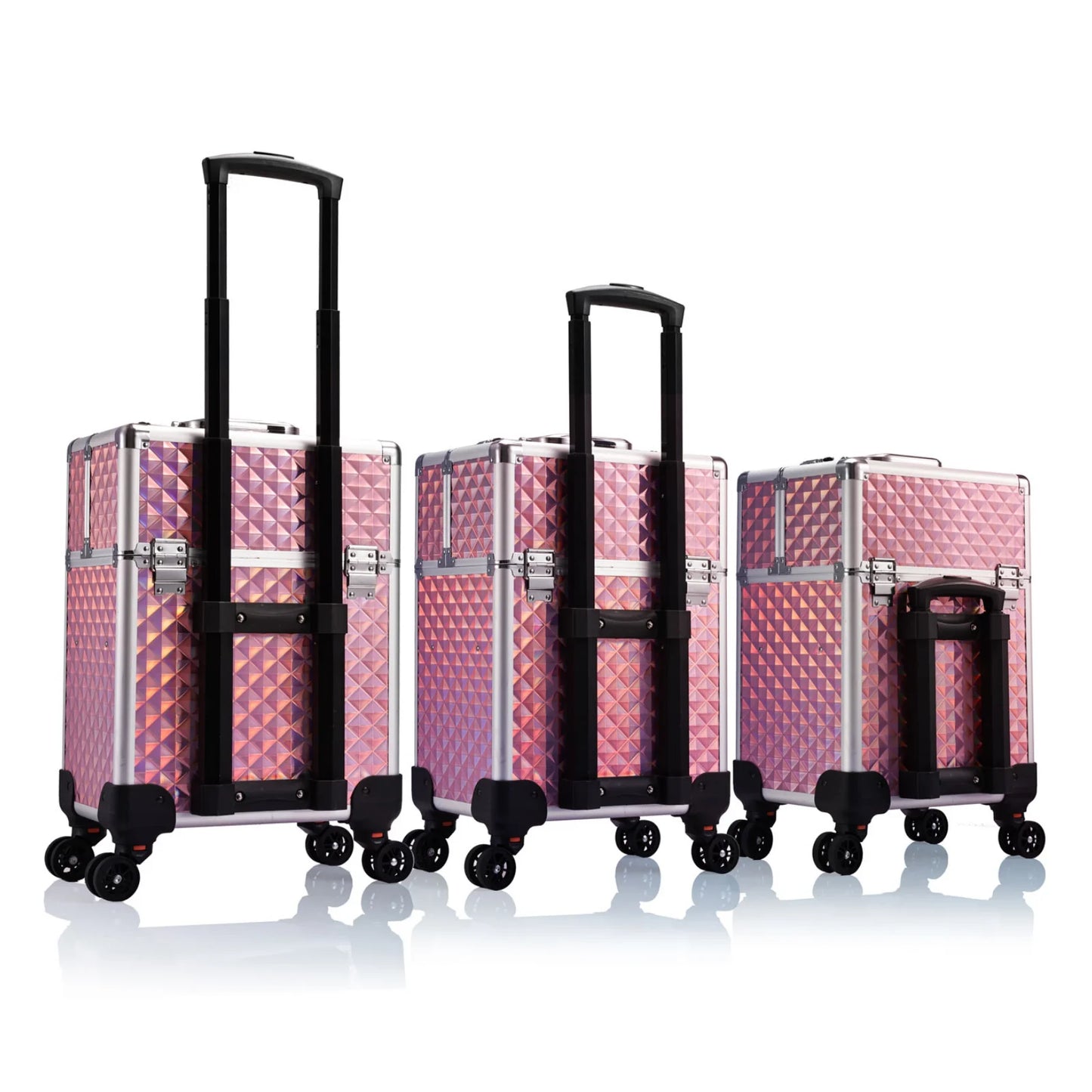 Maxulene Rolling Makeup Train Case With 4 Tray Trolley