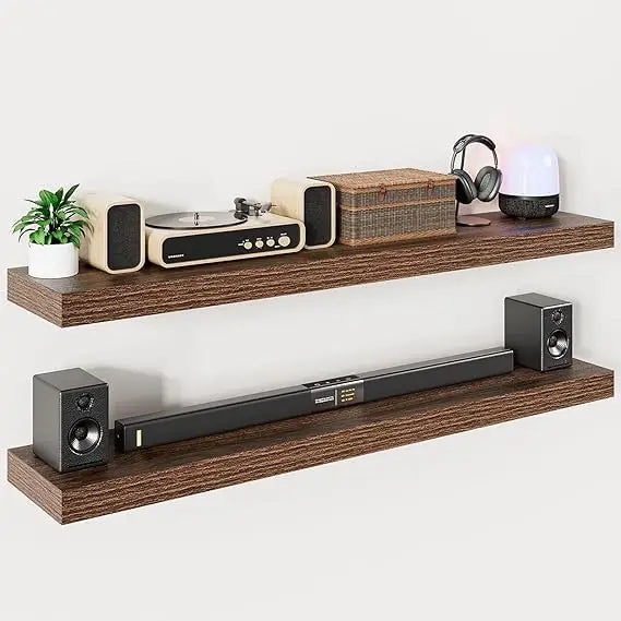 55 Inch Long Floating Shelves for Wall,9.3" Deep Walnut Floating Shelves Set of 2,Large Display Shelf & Storage Shelf,Wall Shelv