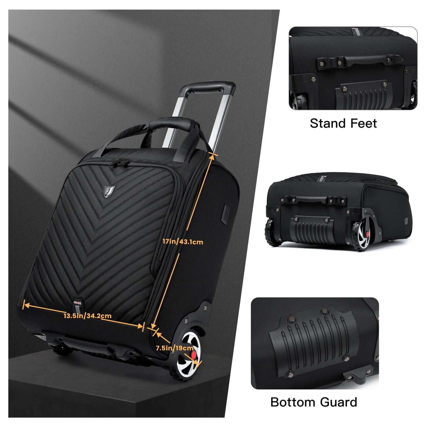 RUCYENCN Laptop Bag Trolley Underseat Rolling Luggage