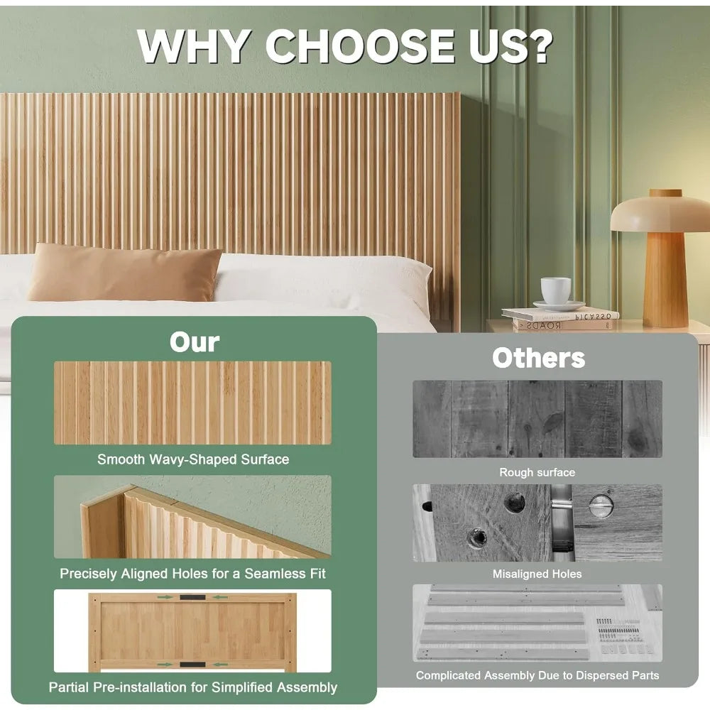 RBXC Wood Headboard Wall Mounted Rustic Farmhouse Style