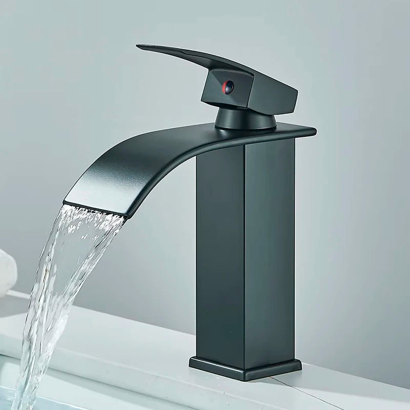 Basin Faucet 5 Colors Deck Mounted Single Handle Bathroom Crane Long Spout Lavatory Sink Hot Cold Mixer Tap