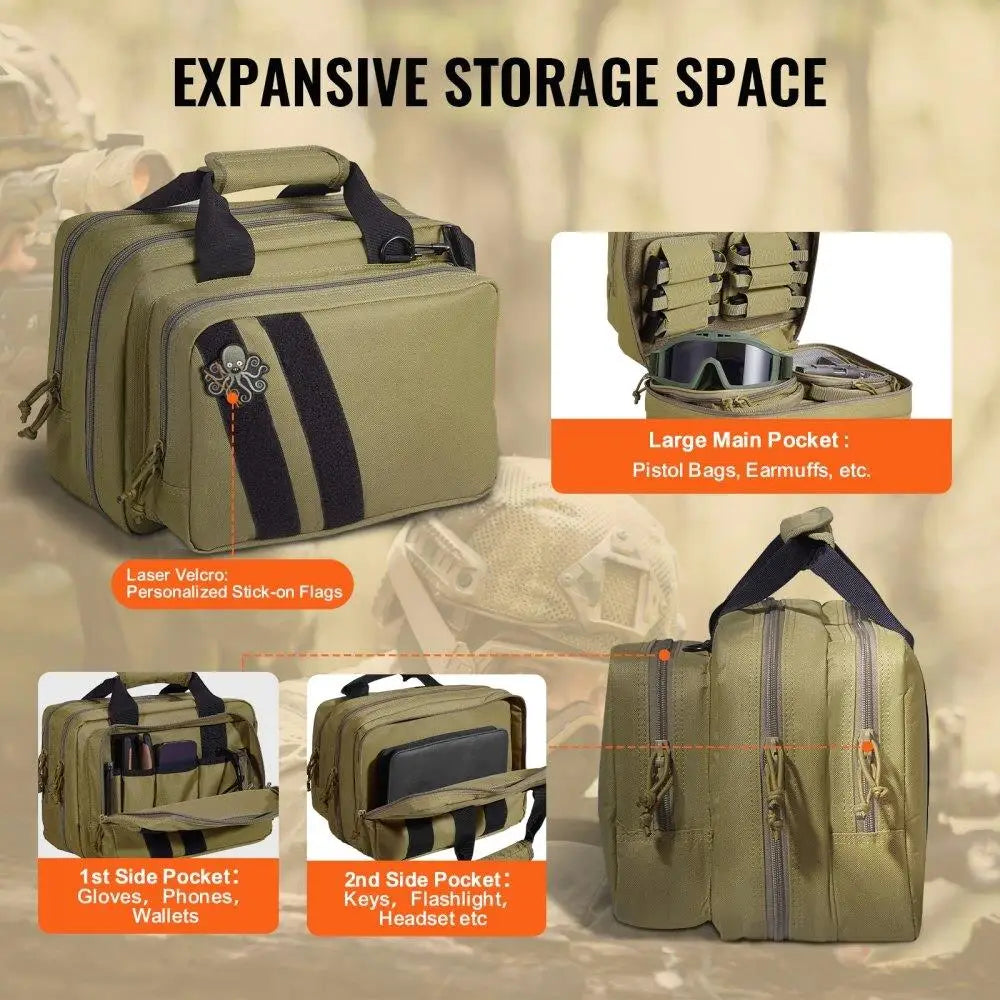 Hign Concerned Tactical Range Bag 2 Pistols Lockable Zipper