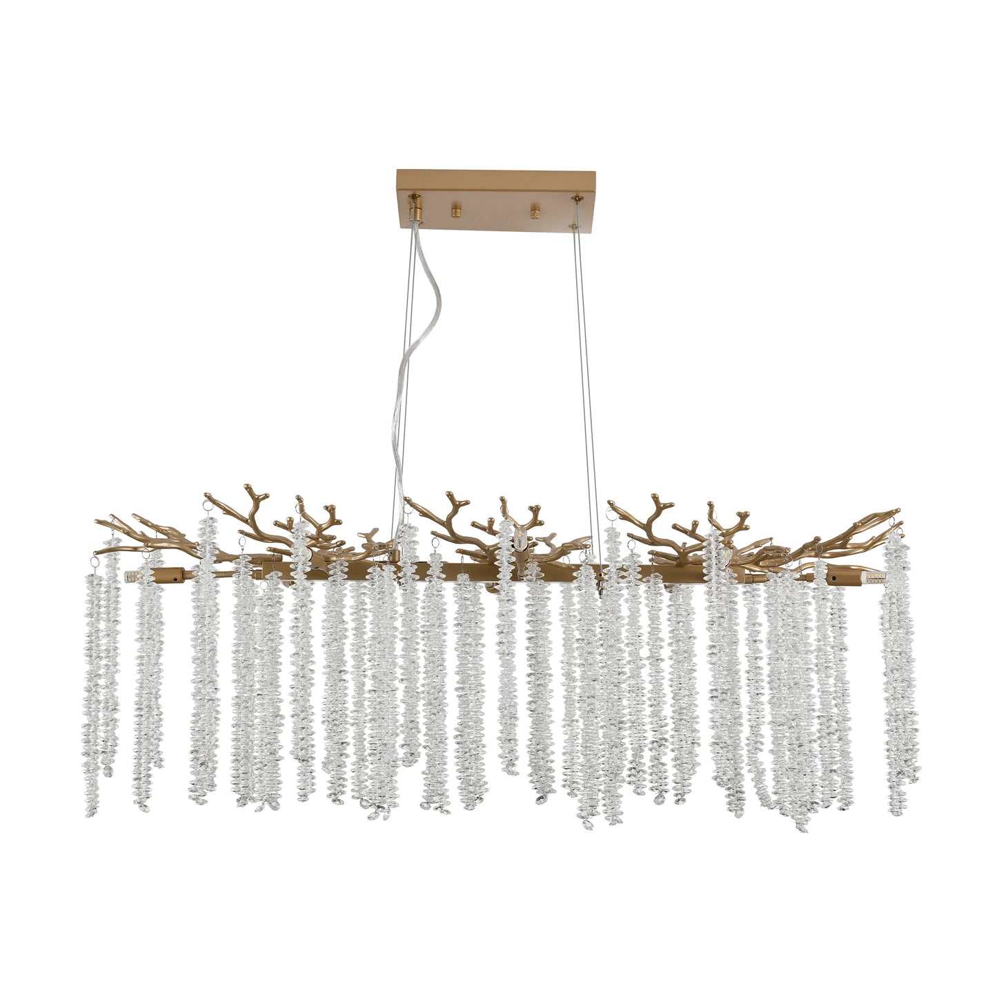 Modern Golden Chandelier With Cascading Crystal Strings