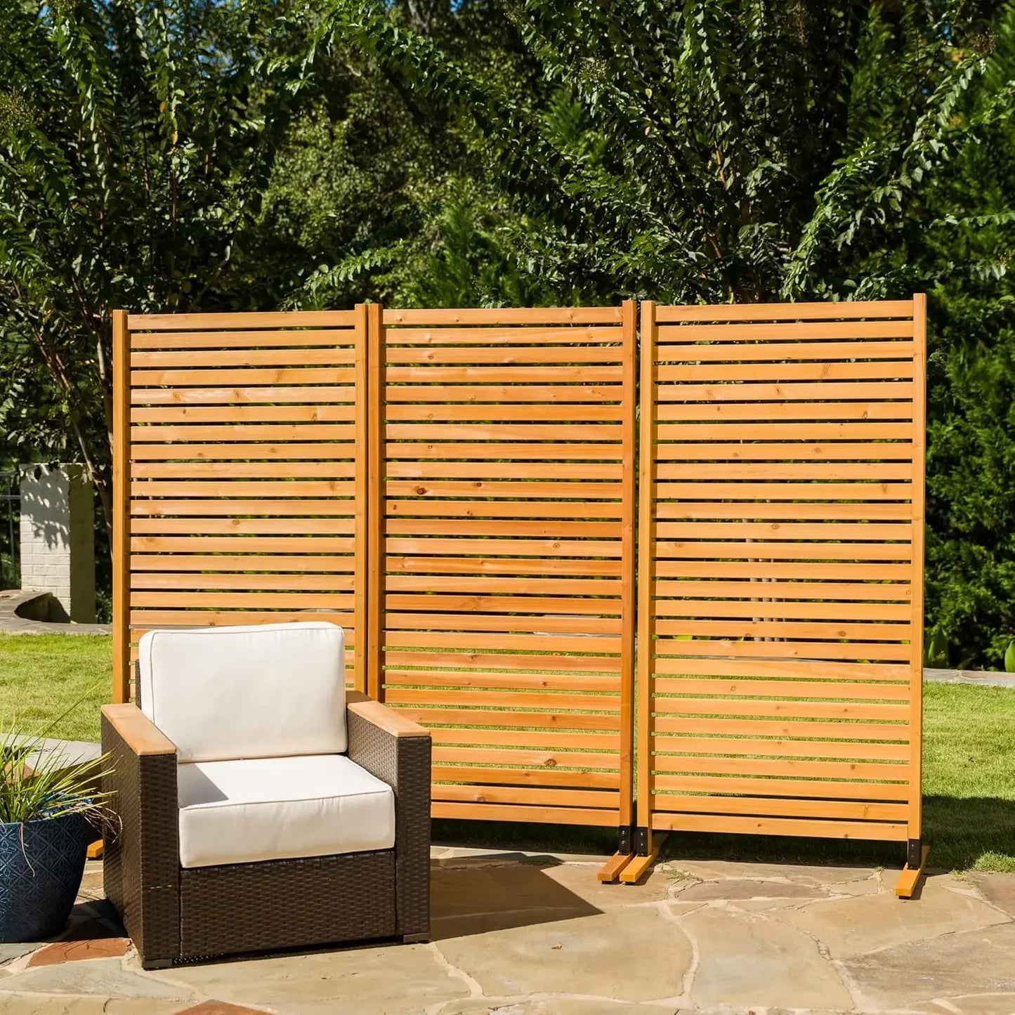 Hignconcerned Privacy Screen Freestanding Wood Outdoor