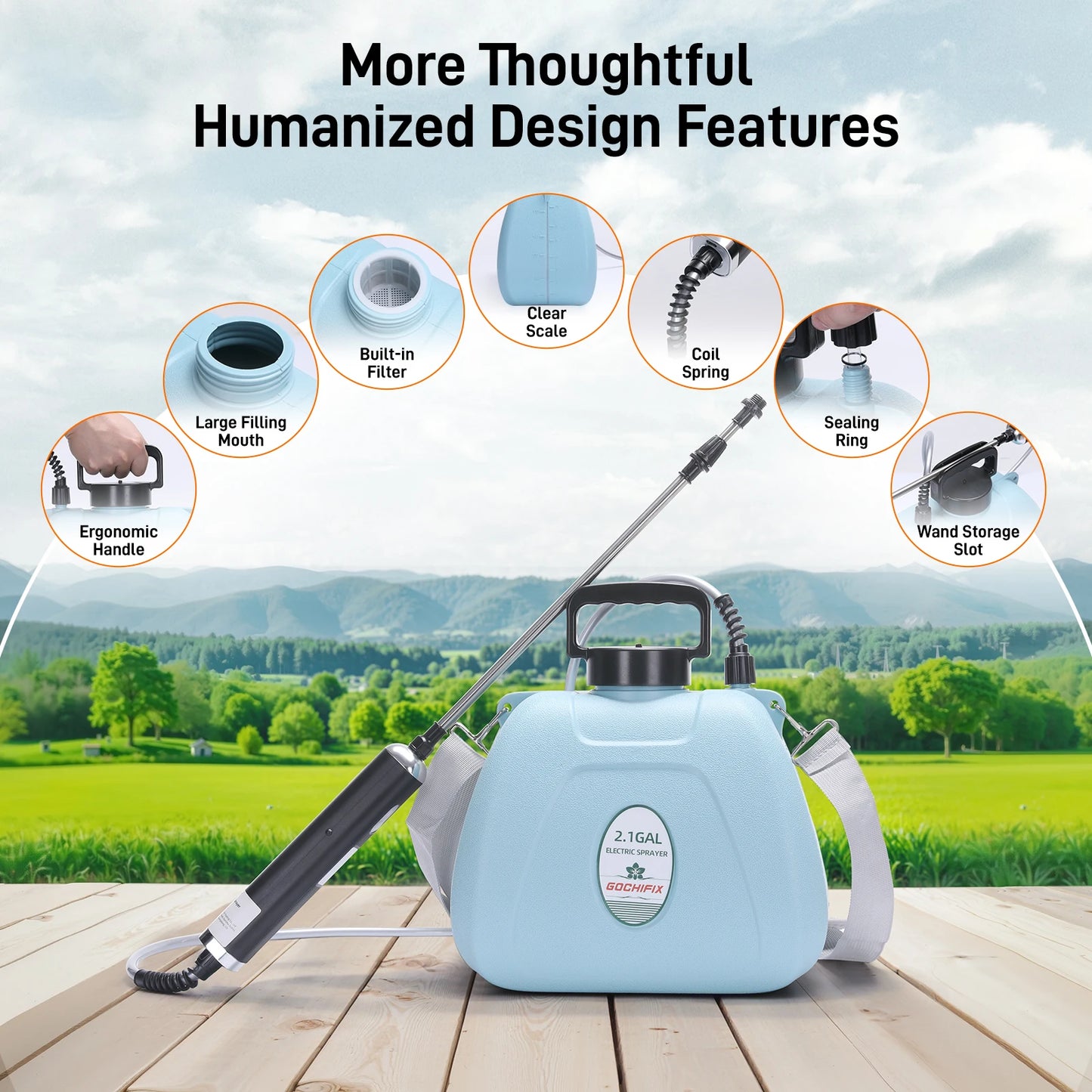 Hign Concerned Electric Garden Sprayer Adjustable Nozzle