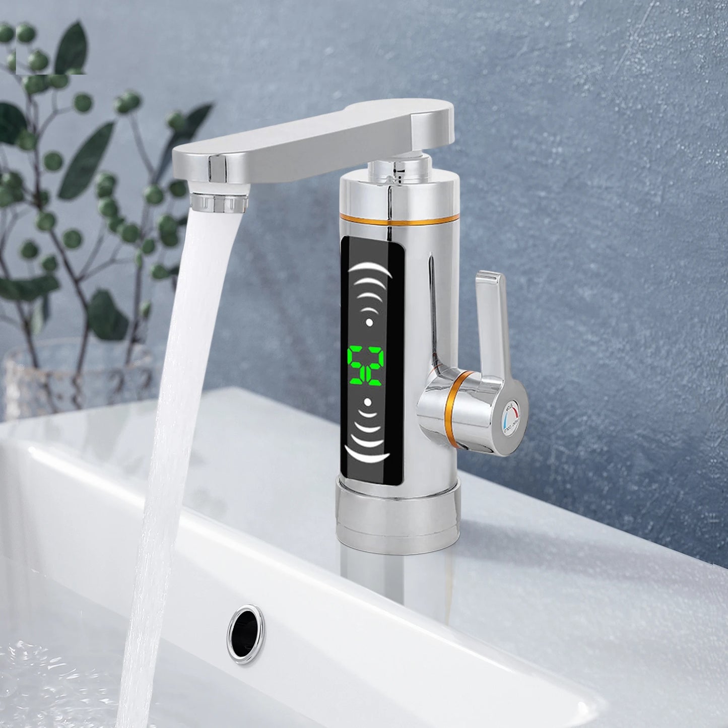 Electric Water Heater Faucet Instant Fast Heating Tap with LED Digital Display Rotatable for Bathroom Kitchen