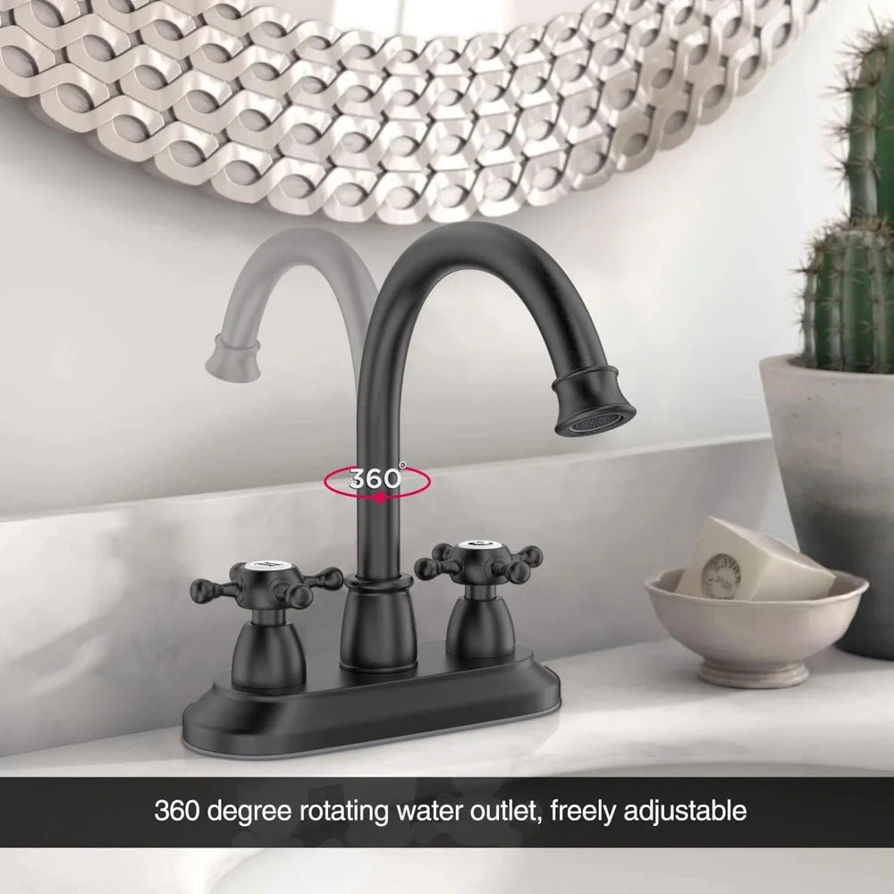 XMSJ Bathroom Faucet High Arc Swivel Dual Handle Lead Free