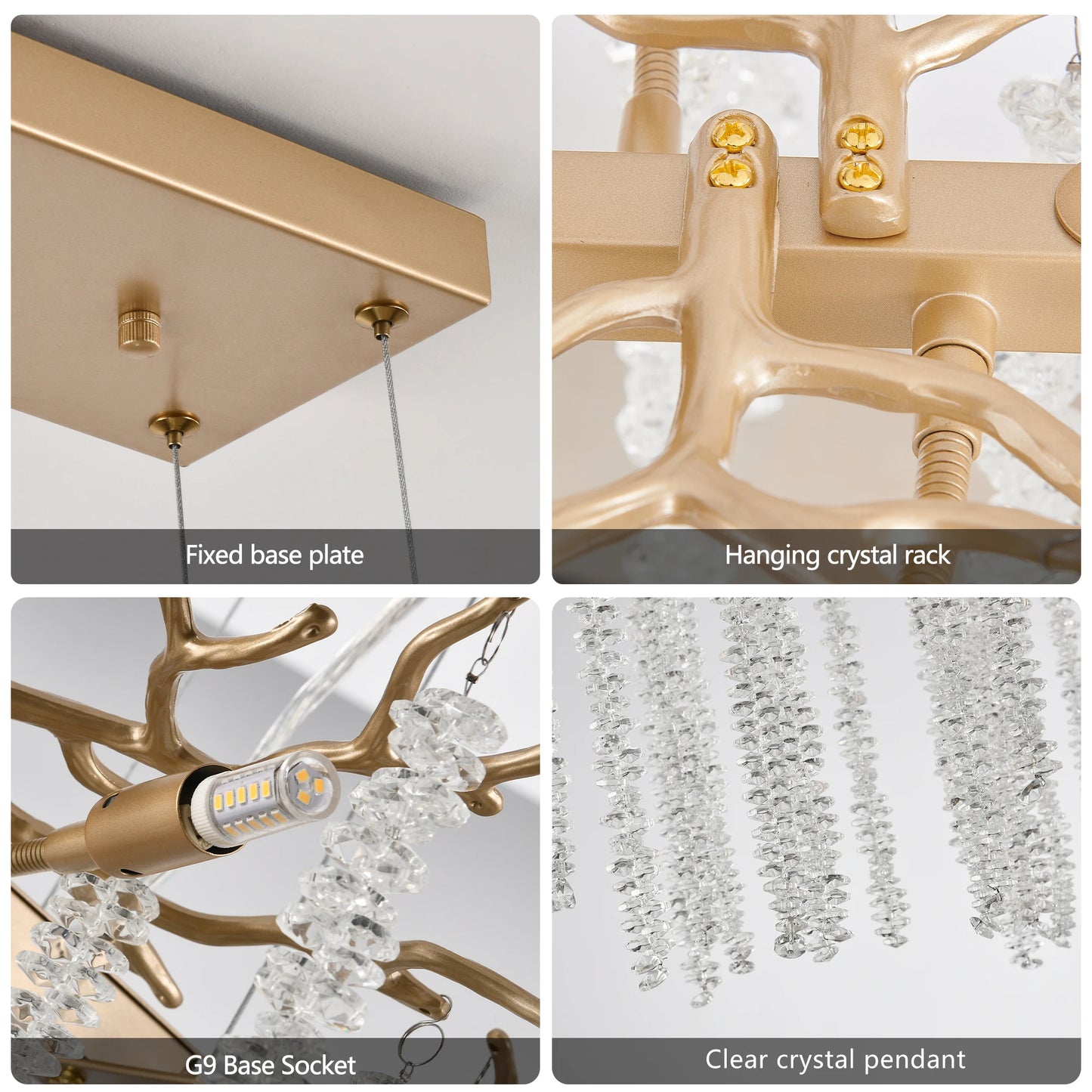 Modern Golden Chandelier With Cascading Crystal Strings