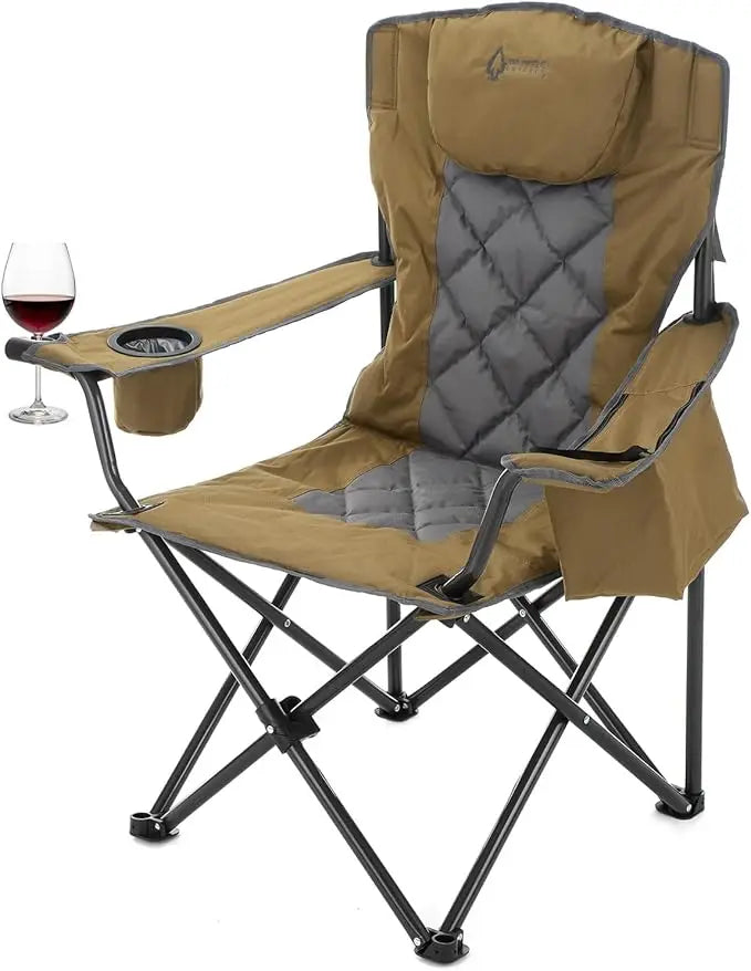 Portable Folding Camping Chair with Cooler and Cup Holders