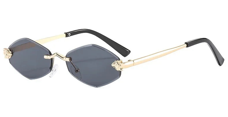 Frameless Rhombus Womens Sunglasses Elegant Versatile UV400