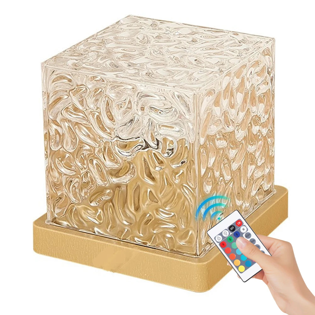 Flame Crystal Lamp 16 Colors Rotating Water Wave Night Light With Remote Control Crystal LED Table Lamp For Living Room