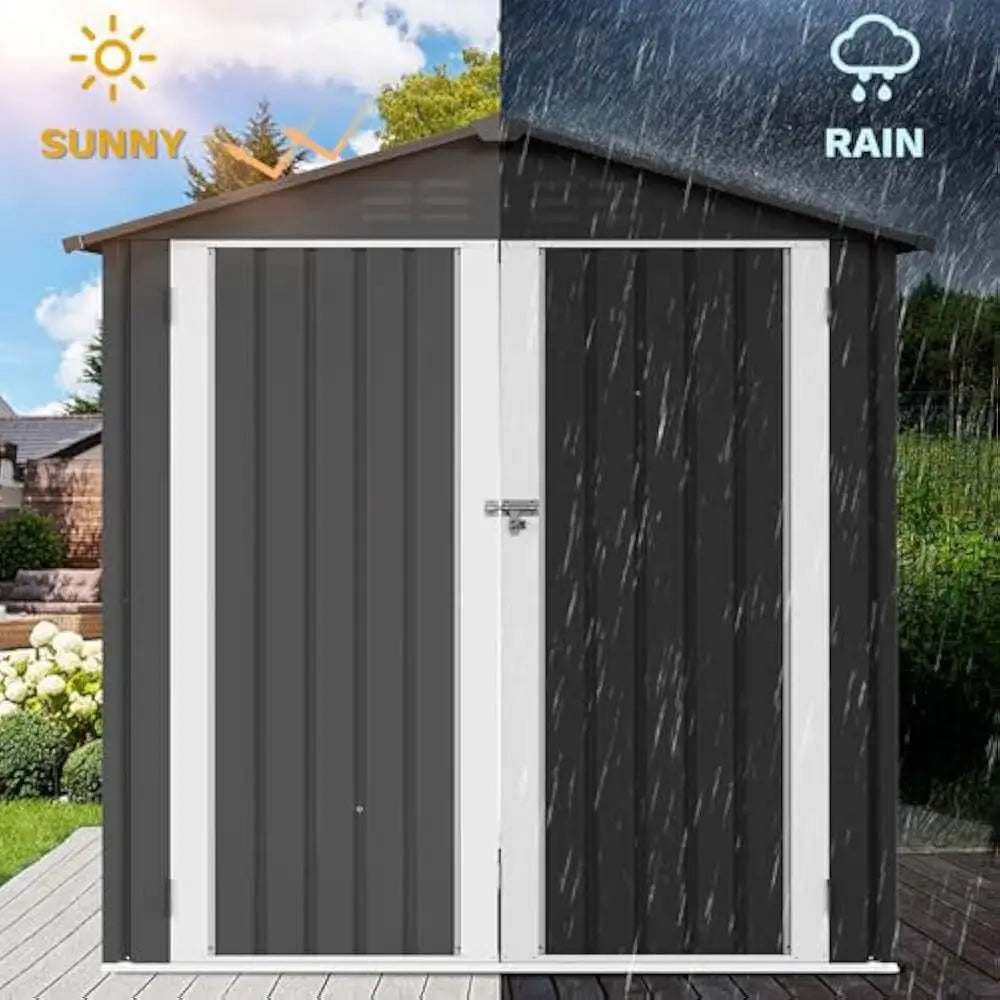 Feature Metal Outdoor Storage Shed With Ventilation