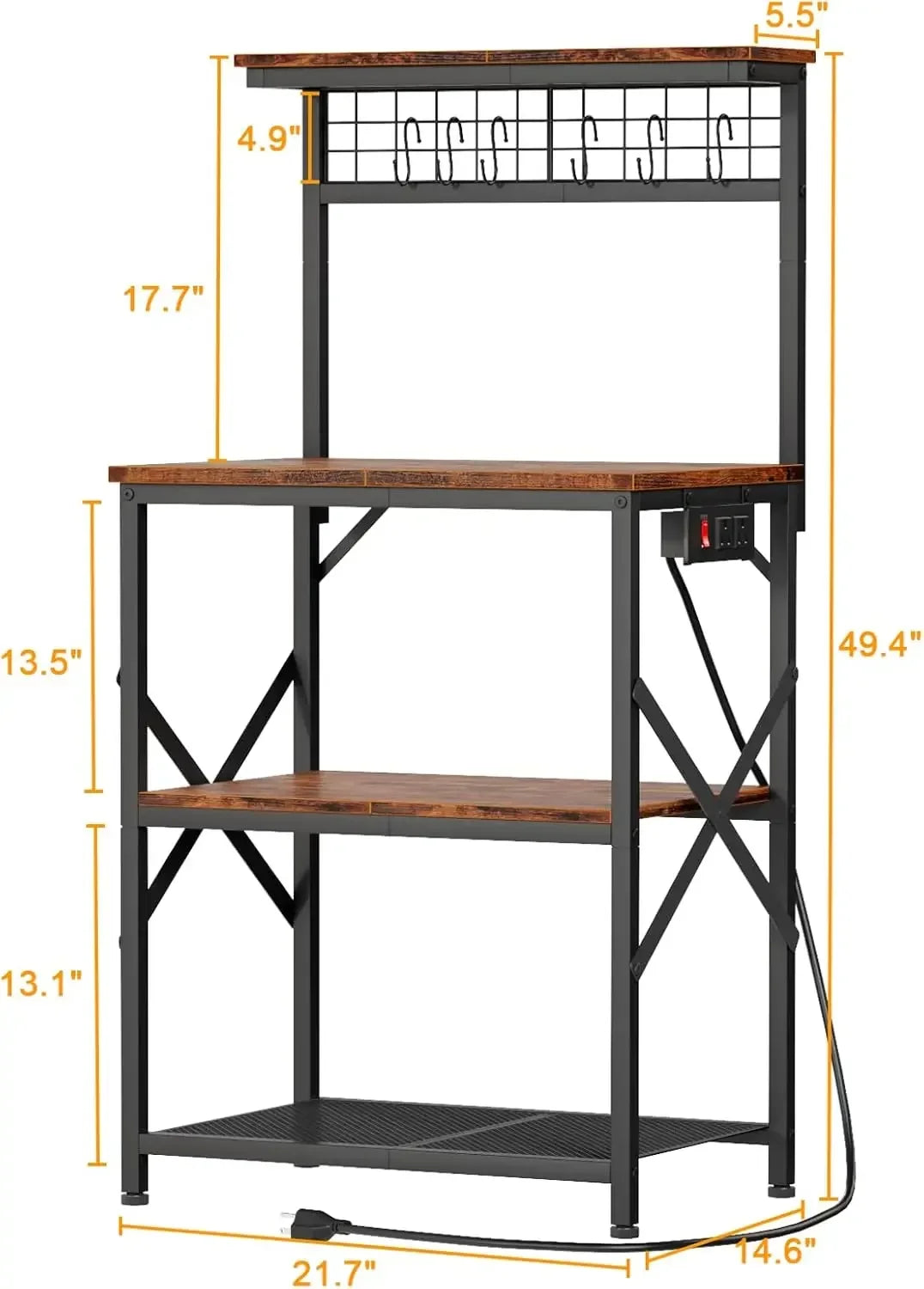 XMSJH Kitchen Bakers Rack With Power Outlet And Storage