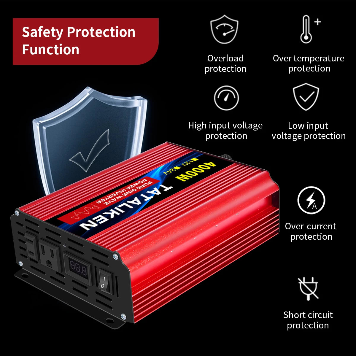 TATALIKEN Pure Sine Wave Inverter 10000W DC To AC Portable