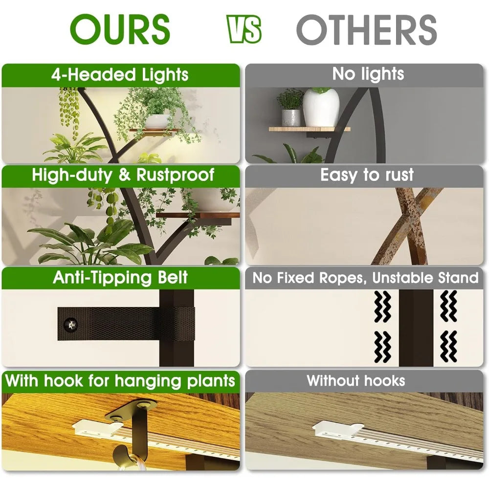 MKDK 8 Tier Plant Stand With Grow Lights And Wheels