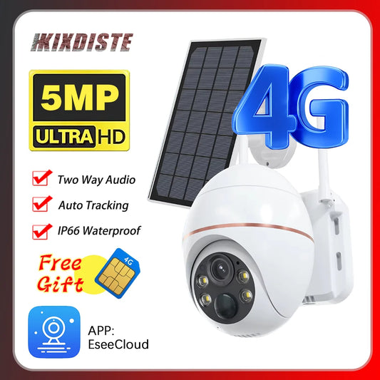 5MP 4G Solar Outdoor Security Camera with Night Vision
