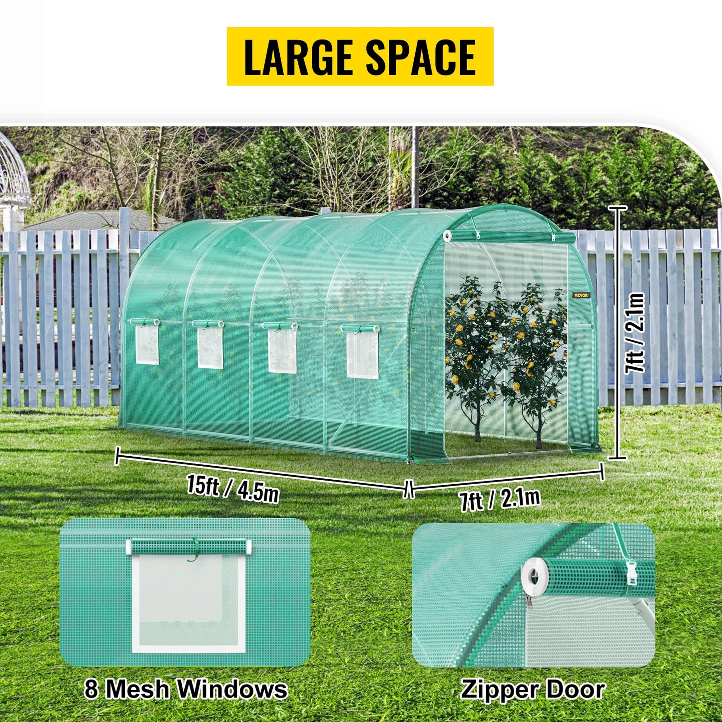 VEVOR Walk In Tunnel Greenhouse With Galvanized Frame