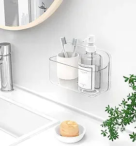 Capacity Adhesive Clear Acrylic Shower Caddy Wall Mount