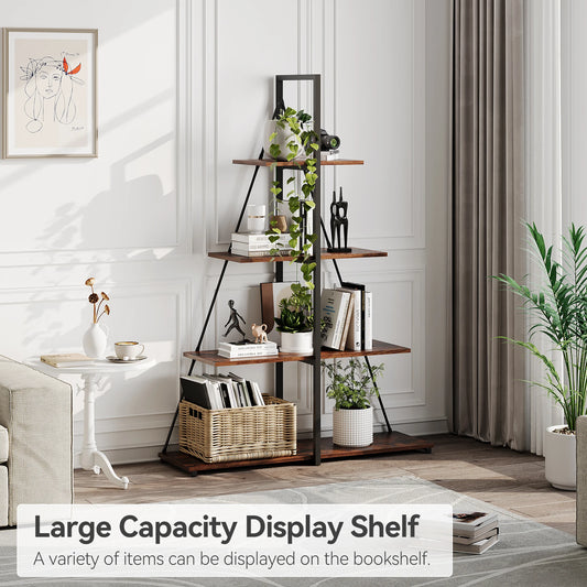 Modern 4 Tier Boat Shaped Wooden Bookshelf for Home