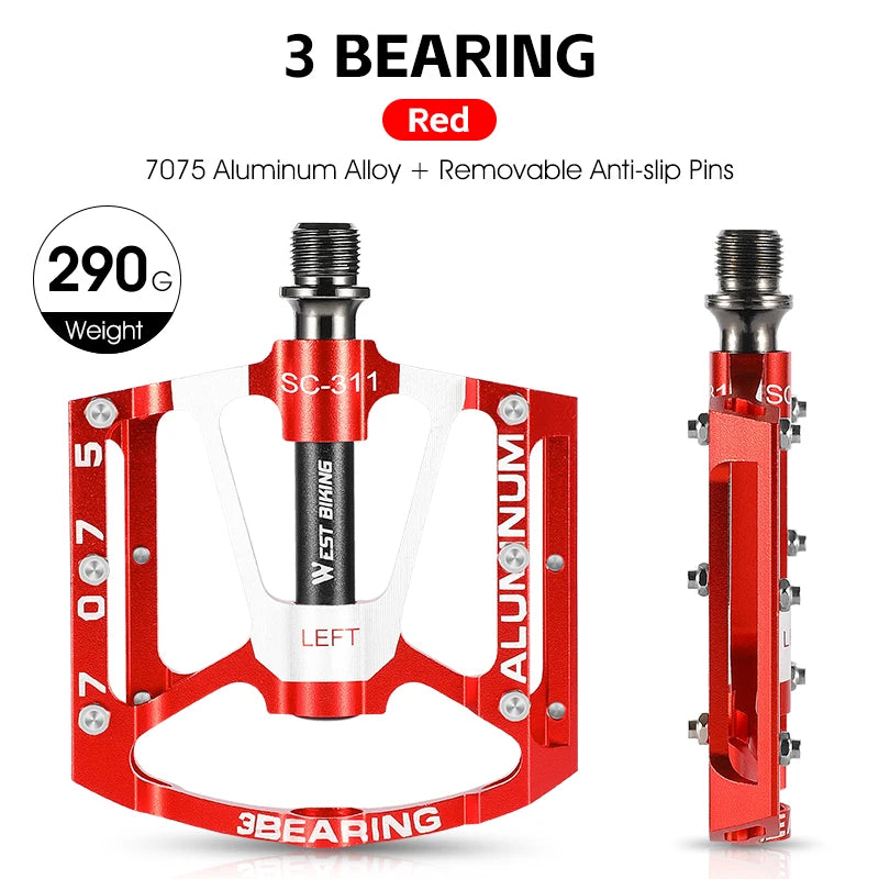 West Biking Ultralight Bicycle Pedals With 3 Bearings