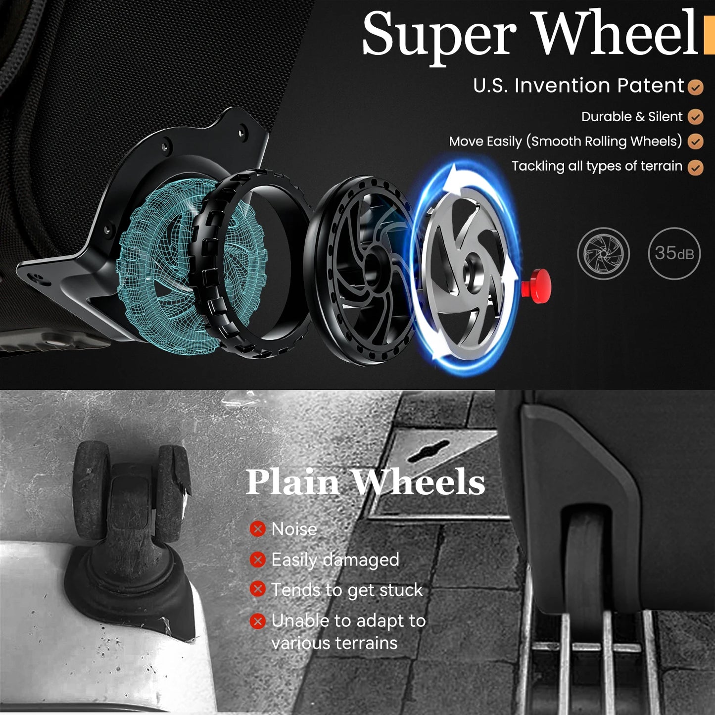 RUCYENCN Laptop Bag Trolley Underseat Rolling Luggage