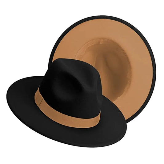 Patchwork Wide Brim Fedora Hat Unisex Cowboy Jazz Style