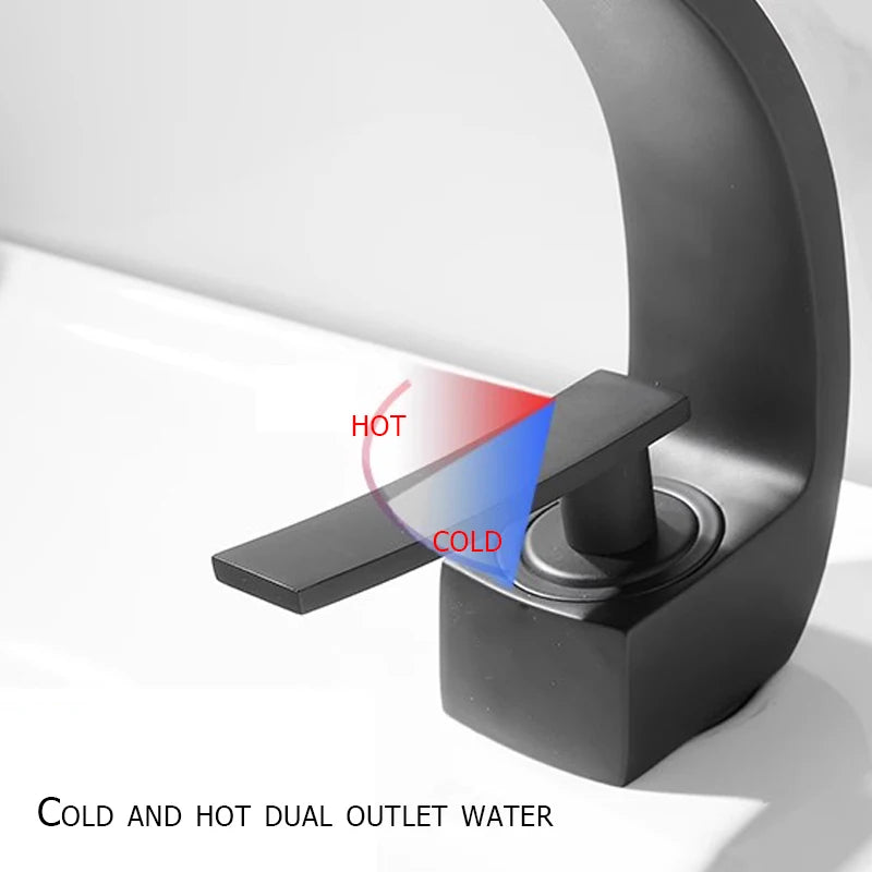 Black Chrome Bathroom Basin Faucet Deck Mount Mixer