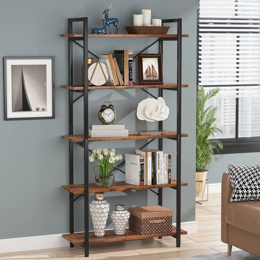 Tribesigns 5 Tier Industrial Bookshelf for Living Room