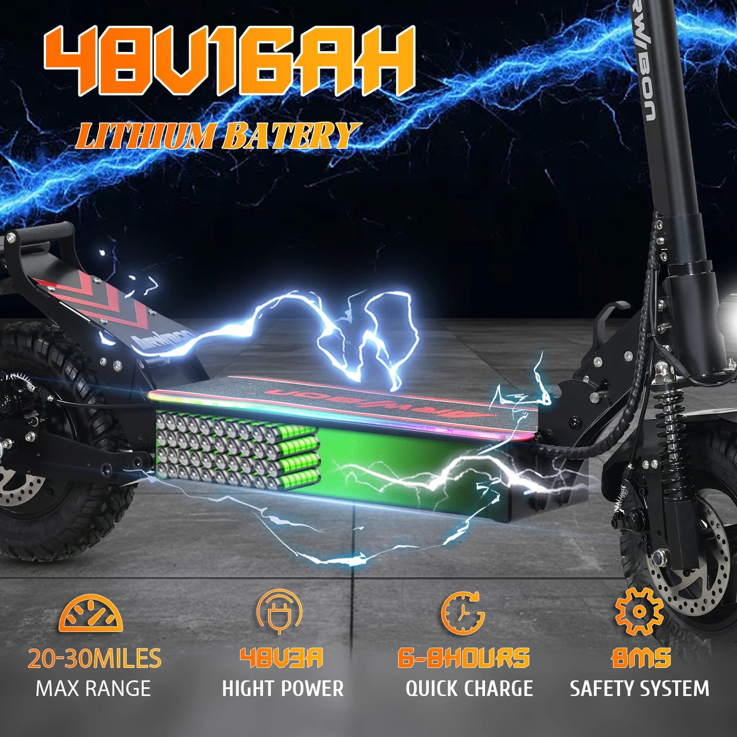 Arwibon Q30 Adult Electric Scooter 2500W 30MPH Off-Road