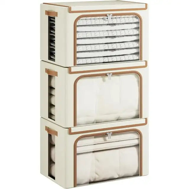 OEINGCN 3 Pack Clothes Storage Bins With Metal Frame