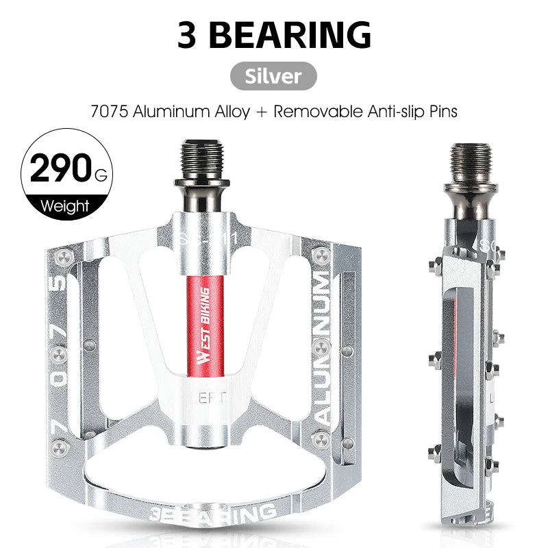 West Biking Ultralight Bicycle Pedals With 3 Bearings