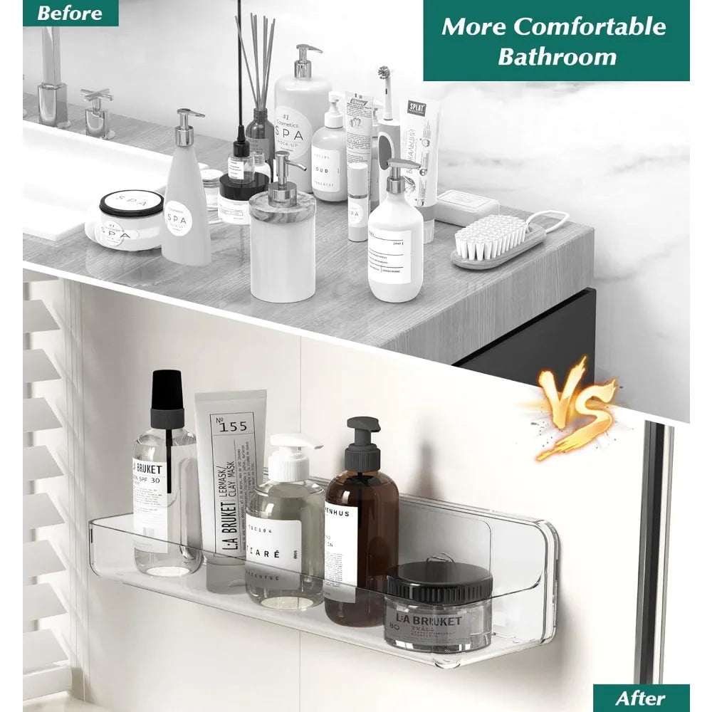 Capacity Adhesive Clear Acrylic Shower Caddy Wall Mount