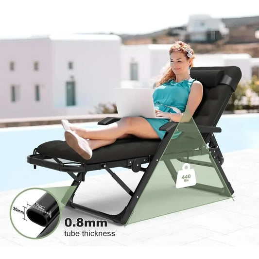 3 in 1 Oversized Folding Camping Cot and Chaise Lounge Chair
