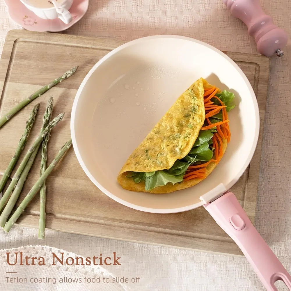 Pots And Pans Set With Detachable Handles Nonstick Ceramic