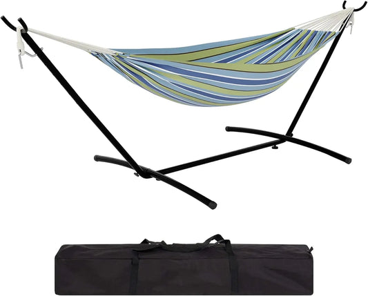 2-Person Hammock Set with Quick-Lock Steel Stand for Outdoor Use