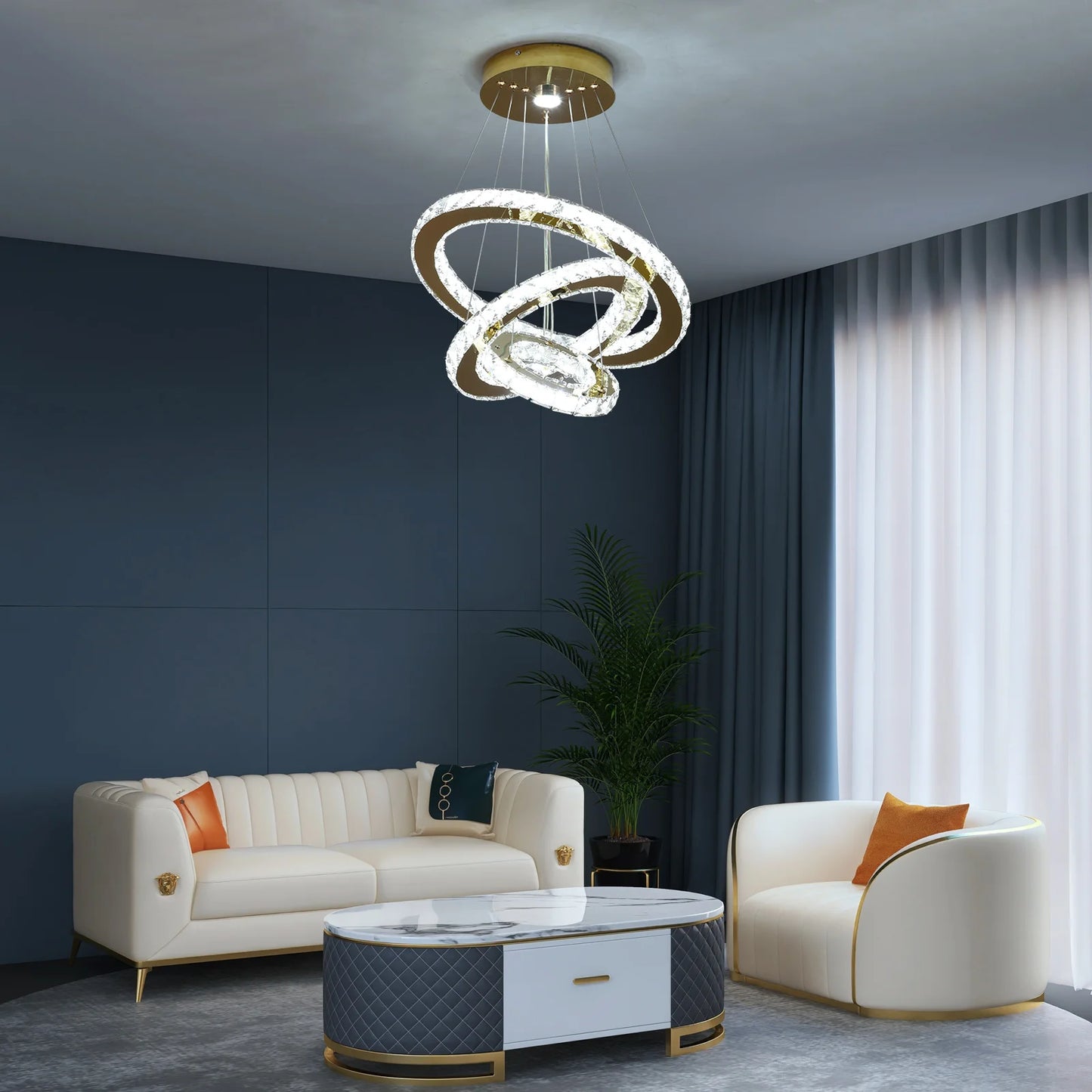 French Luxury Crystal Chandelier Pendant LED Ceiling Light for Living Room Hall Dining Decor
