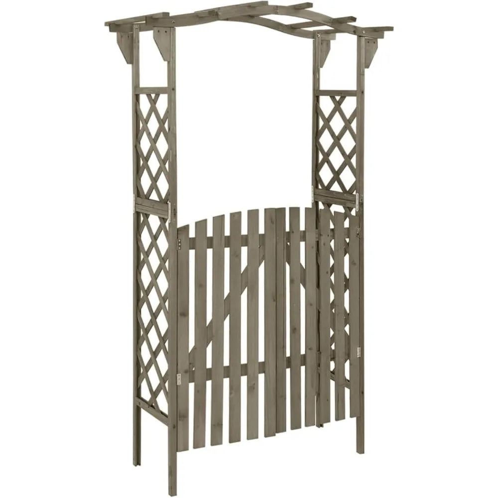 MKDKH Garden Arch With Gate Firwood Outdoor Arbor Set
