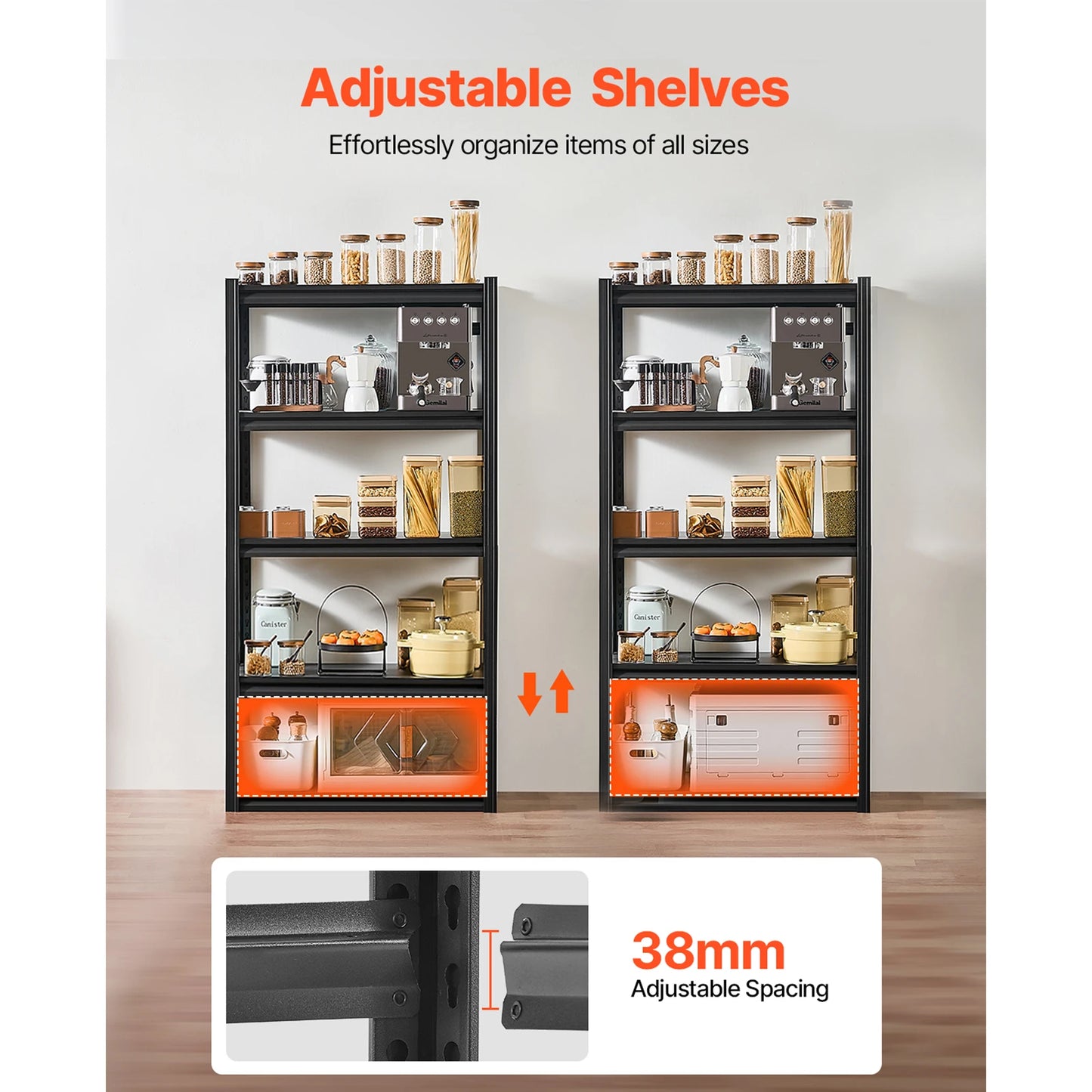 VEVOR 5 Tier Garage Storage Shelves Heavy Duty Metal Rack